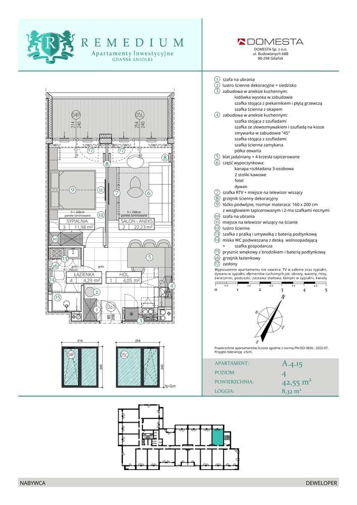 2-pokojowy apartament inwestycyjny 42m2 + loggia