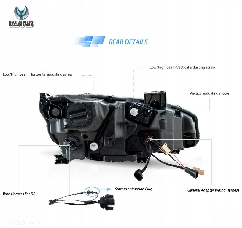 Reflektor Lampa kpl Vland Full Led Neon Tuning Honda Civic X 10 2016-2021 - 13