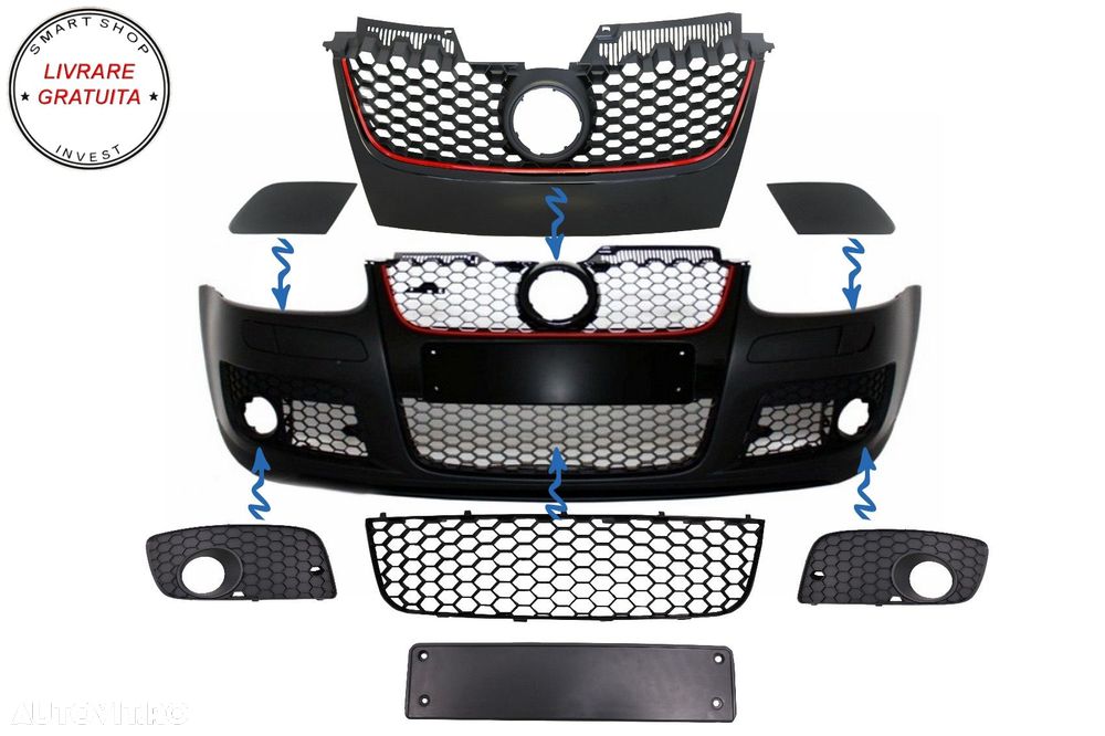 Accesorii Grile Bara fata GTI Look VW Golf 5 V (2003-2007)- livrare gratuita - 1