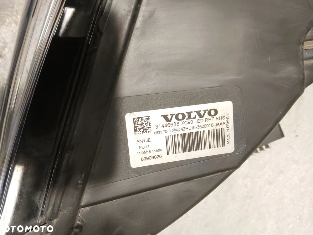 Volvo XC90 SM LED PRZÓD STRONA PRAWA LAMPA PRZEDNIA 31446688 - 7