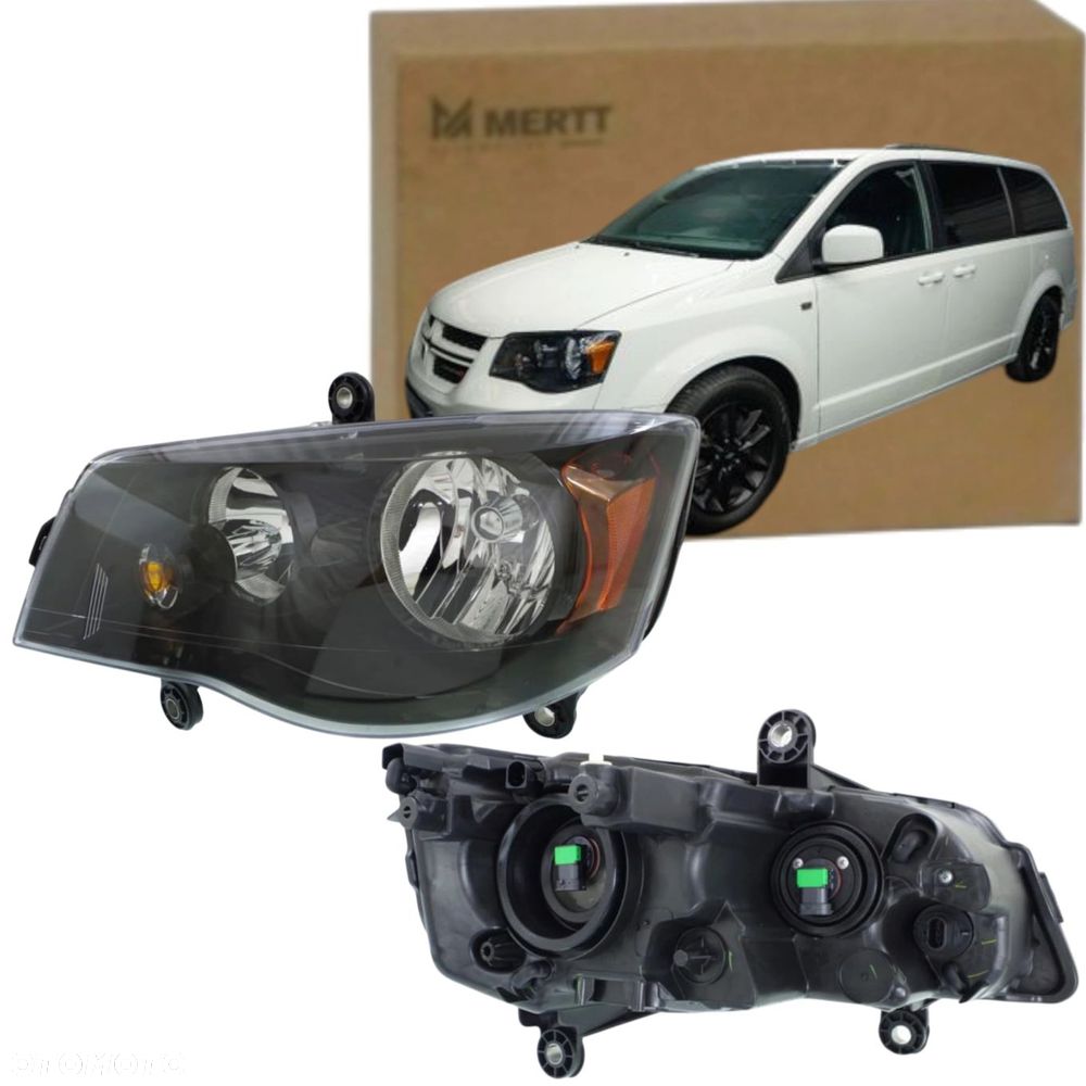 REFLEKTOR LAMPA PRZÓD CZARNY LEWY 68206501AA DODGE GRAND CARAVAN 2008-2016 - 1