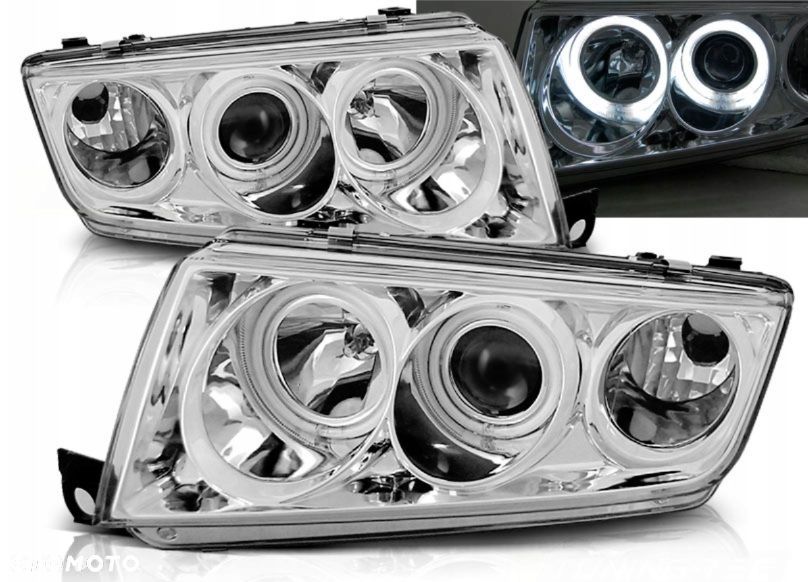 reflektor lampa kpl ringi led ccfl soczewka chrom skoda fabia i 1 6y 1999- - 2
