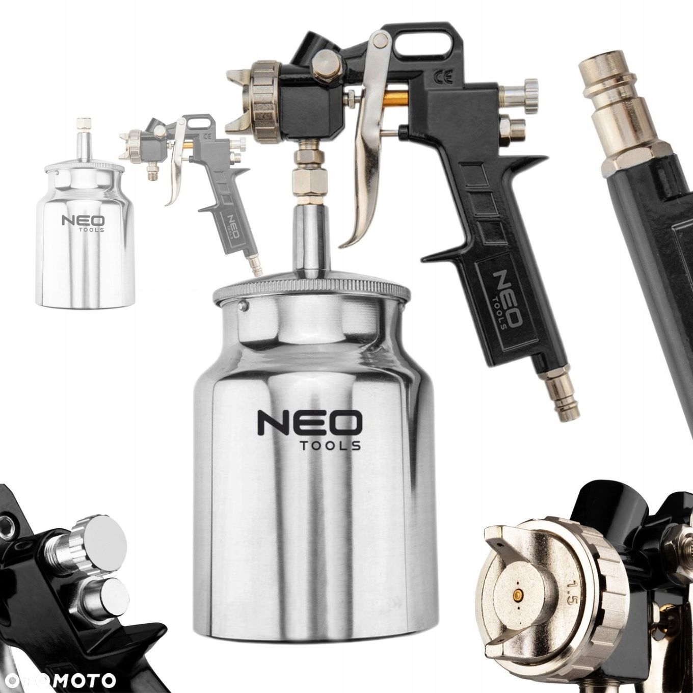 NEO PISTOLET LAKIERNICZY DO MALOWANIA DOLNY ZBIORNIK DYSZA 1,5mm 14-704 - 1