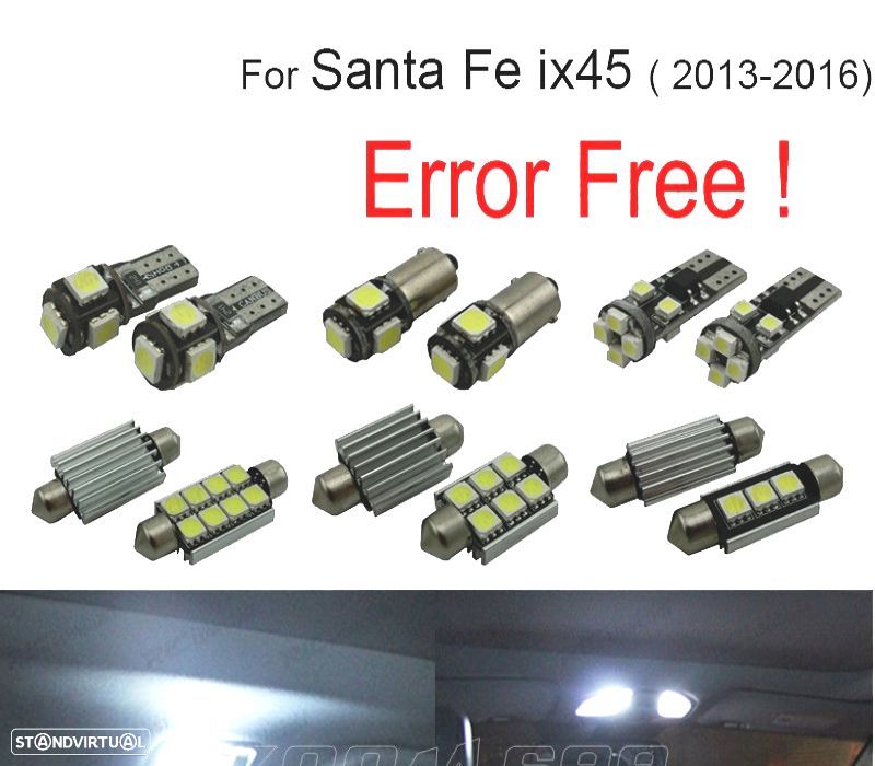 KIT COMPLETO 11 LAMPADAS LED INTERIOR PARA HYUNDAI SANTAFE SANTA FE IX45 13-16 - 1