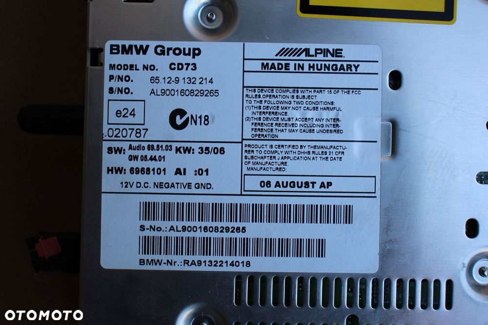 Radio BMW PROFESSIONAL CD e90 e91 e92 e93 e87 e82 e88 9132214 (4352) - 8