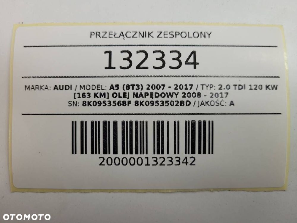 PRZEŁĄCZNIK ZESPOLONY TAŚMA MANETKI AUDI A5 8T 8K0953502BD 8K0953568F - 10