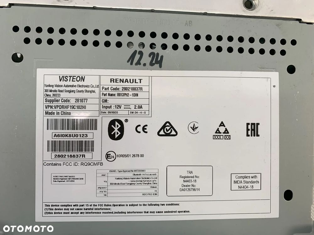 Renault Twingo III 14r Radio radioodtwarzacz 2014 - 2