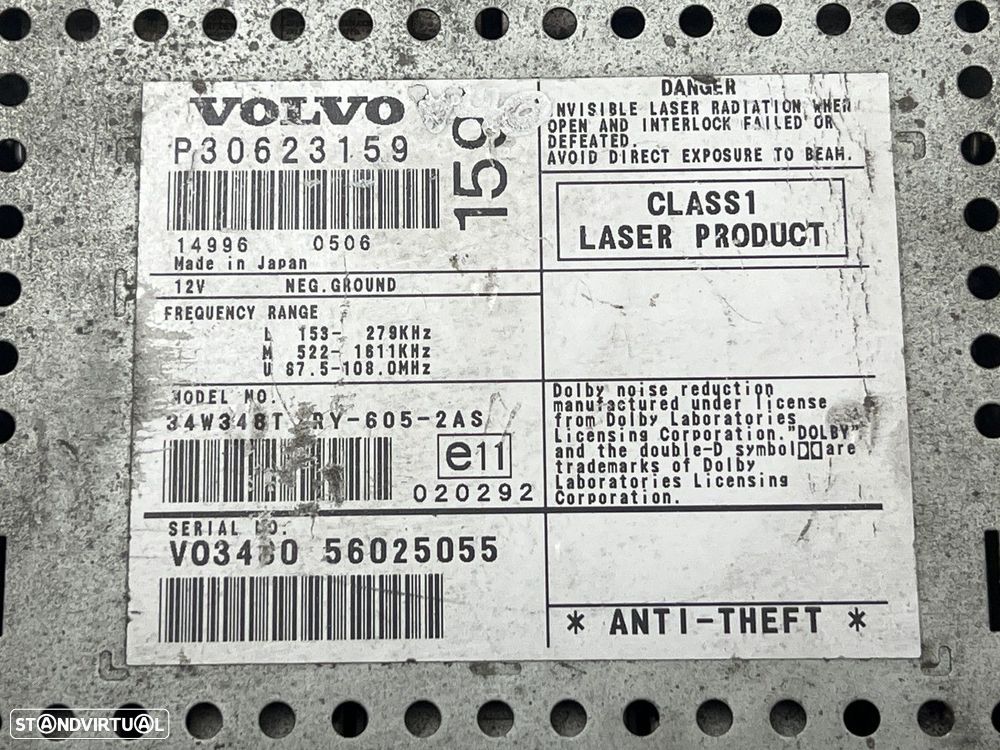 Rádio VOLVO V40 S40 (645) REF. 30623159 - 3