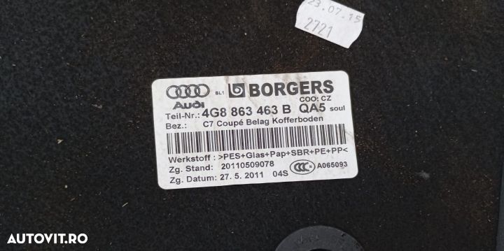 Mocheta portbagaj 4G8863463B Audi A7 4G [2010 - 2014] - 2