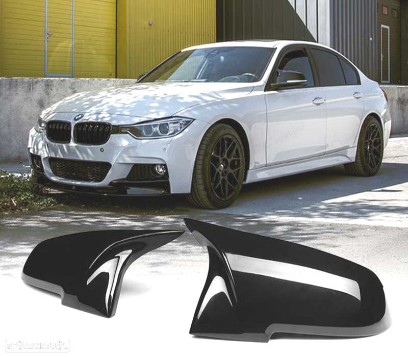 CAPAS DE ESPELHOS RETROVISORES BMW F30 F32 F20 F31 F33 F36 F22 E84 PRETO BRILHANTE LOOK M - 1
