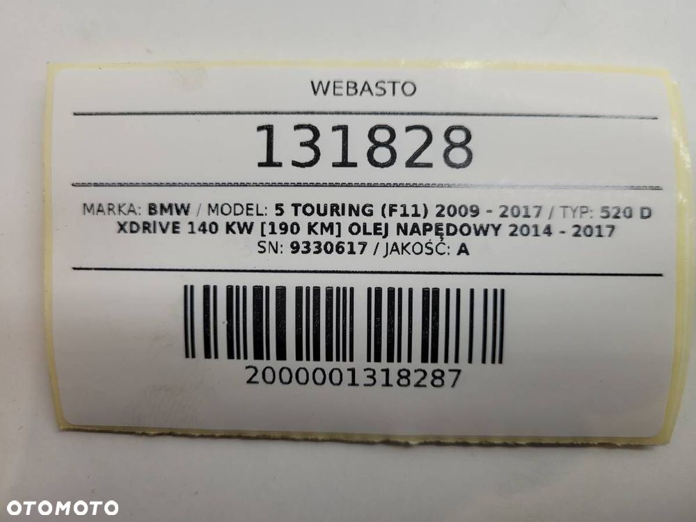 WEBASTO OGRZEWANIE POSTOJOWE BMW 5 F10 F11 9330617 ORYGINAŁ - 7