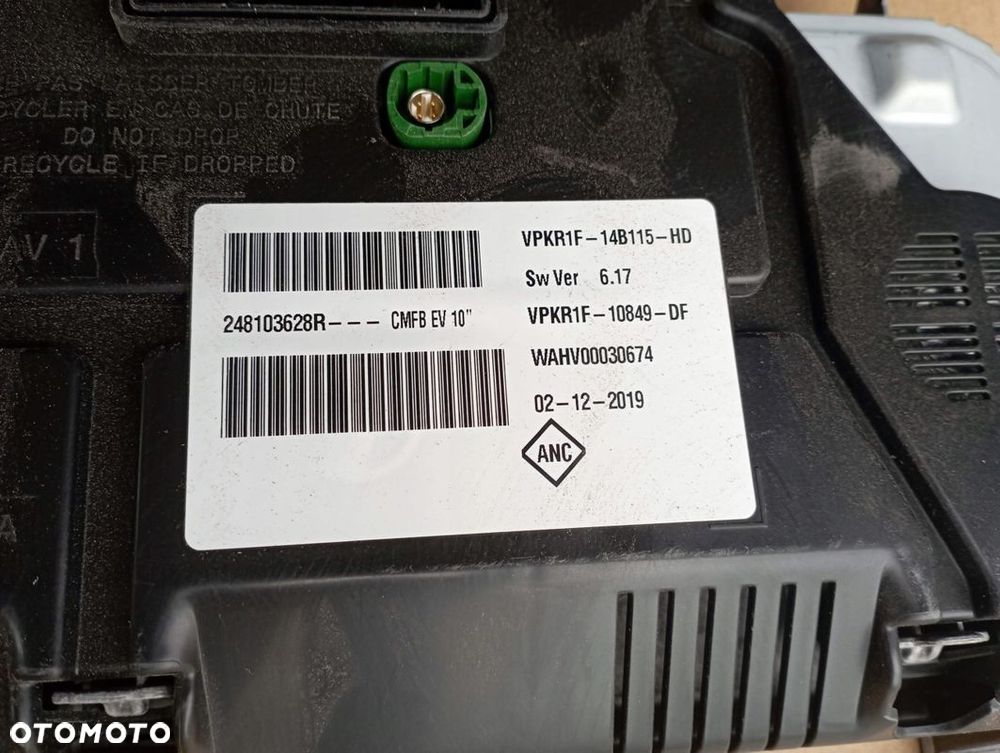 RENAULT ZOE LICZNIK PRĘDKOŚCIOMIERZ ZEGARY RAMKA EUROPA 248103628R - 3