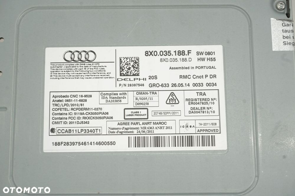 AUDI A1 8X 14R RADIO CD MULTIMEDIA 8X0035188F - 2