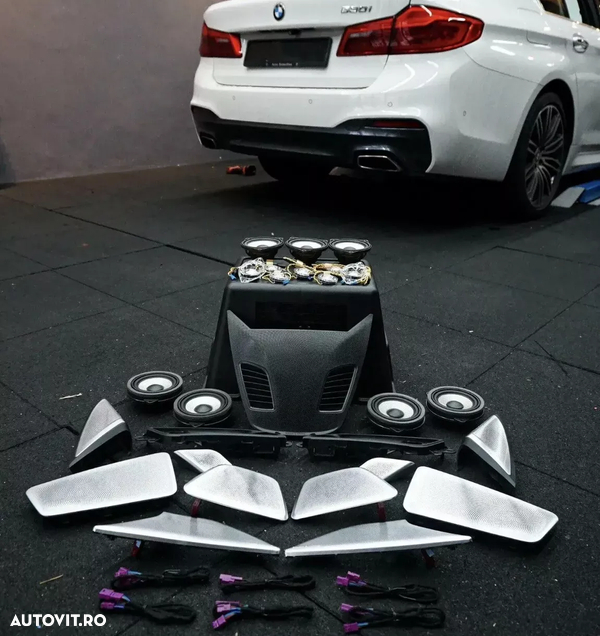 set capace si boxe bowers and wilkins BMW seria5 G30 capace interior Bowers & Wilkins BMW G30 set complet BMW G30 2017-2023 set 27 bucati boxe/subwofer/bass/twetere