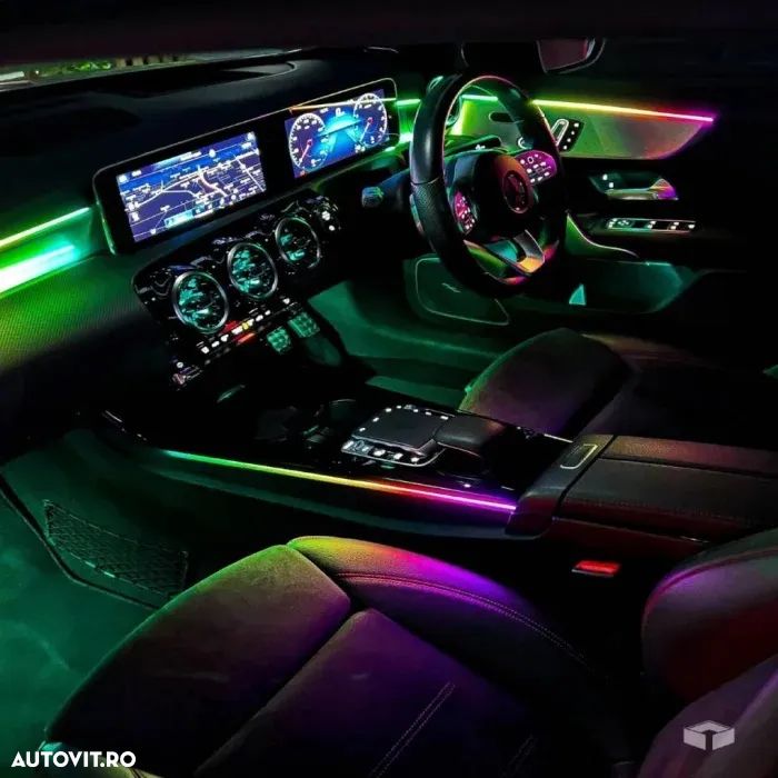 Kit 18 in 1 Lumini Ambientale Auto RGB Benzi LED Acrilice, Wireless Full Car - 1