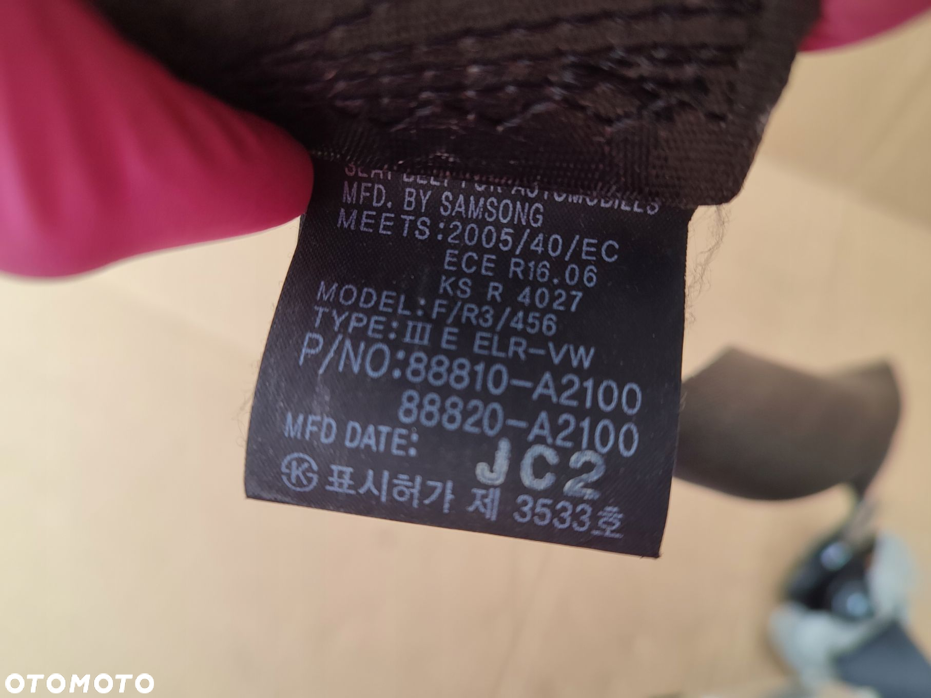 Pas bezpieczeństwa prawy przód pasażera KIA CEED II 88820A2100WK 90TYS - 7