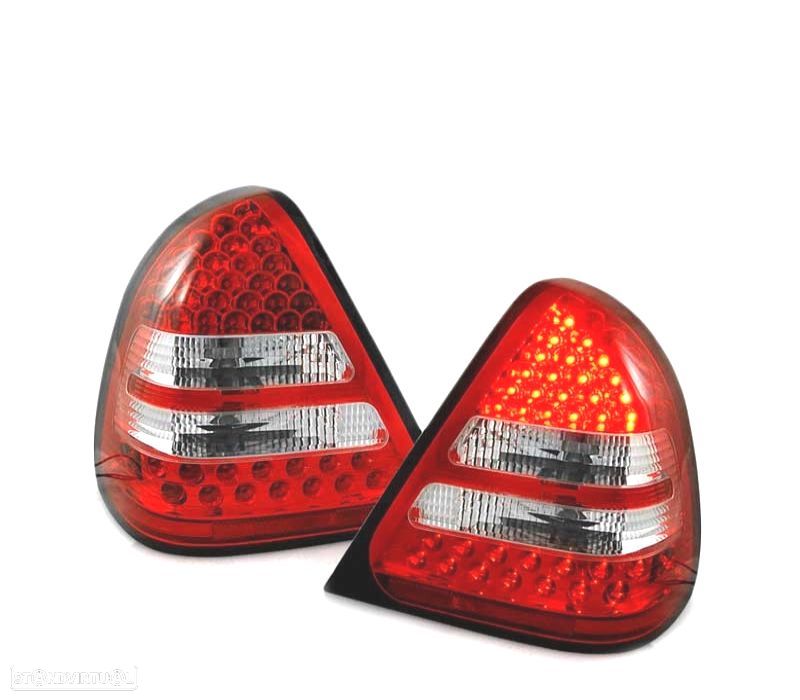 FAROLINS TRASEIROS LED PARA MERCEDES W202 93-00 VERMELHO BRANCO - 1