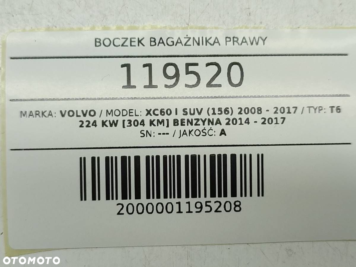 BOCZEK BAGAŻNIKA PRAWY TAPICERKA VOLVO XC60 I - 6