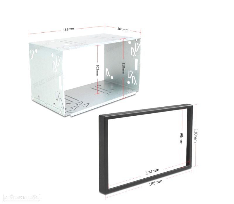 MOLDURA ARO ADAPTADOR AUTO RADIO 2DIN UNIVERSAL METALICA - 1