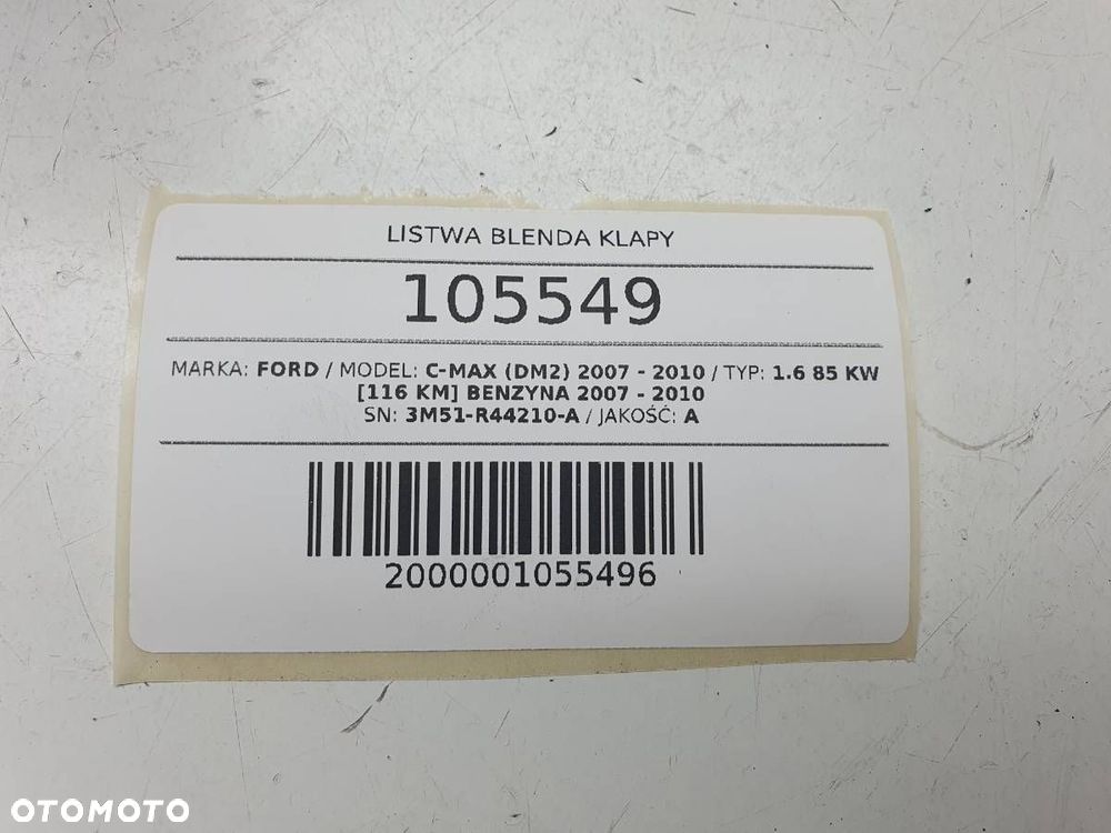 LISTWA BLENDA SPOILER KLAPY FORD C-MAX I EUROPA - 6