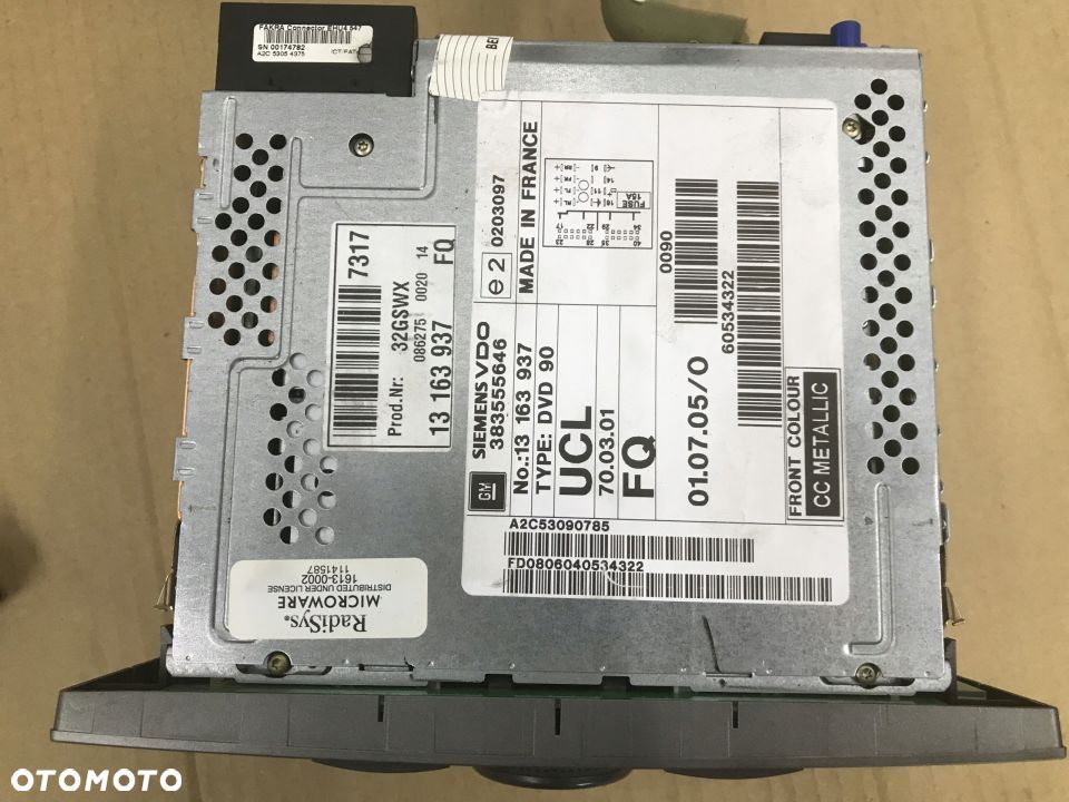Radio Opel Vectra C Signum dvd nawigacja wyświetlacz antena komplet 13163937 13126514 24461297 - 8