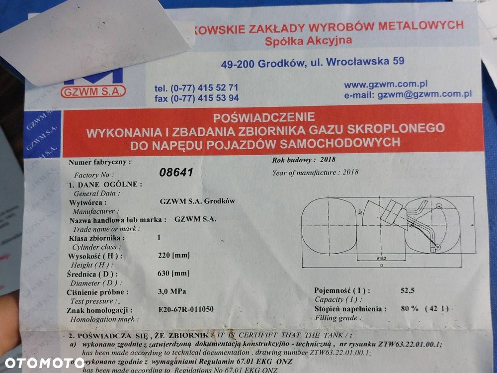BUTLA GAZOWA LPG 52,5L 2028R W KOŁO PAPIER + ZAWÓR ID: 239141 - 5