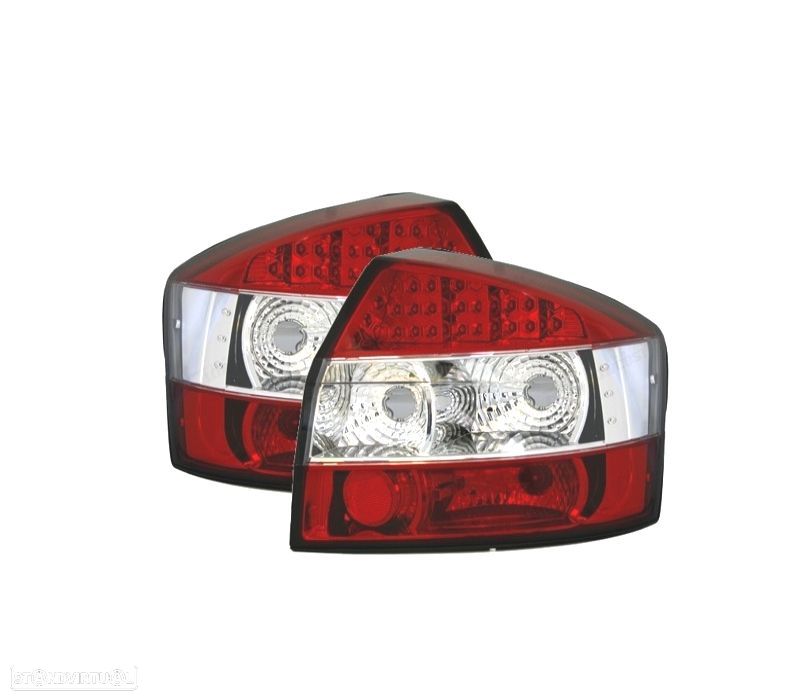 FAROLINS TRASEIROS LED AUDI A4 B6 00-04 VERMELHO BRANCO - 1