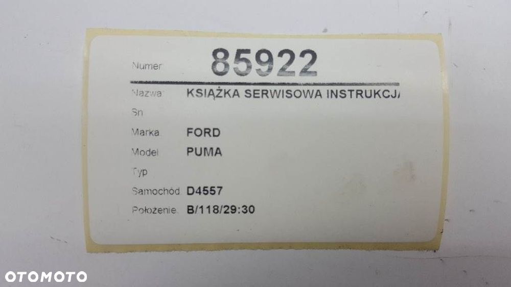 KSIĄŻKA INSTRUKCJA FORD PUMA MK1 1998 - 7