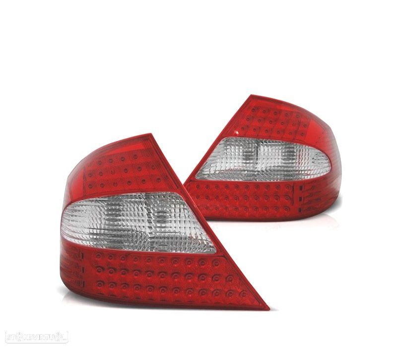 FAROLINS TRASEIROS PARA MERCEDES CLK W209 05-10 LED VERMELHO CROMADO - 1