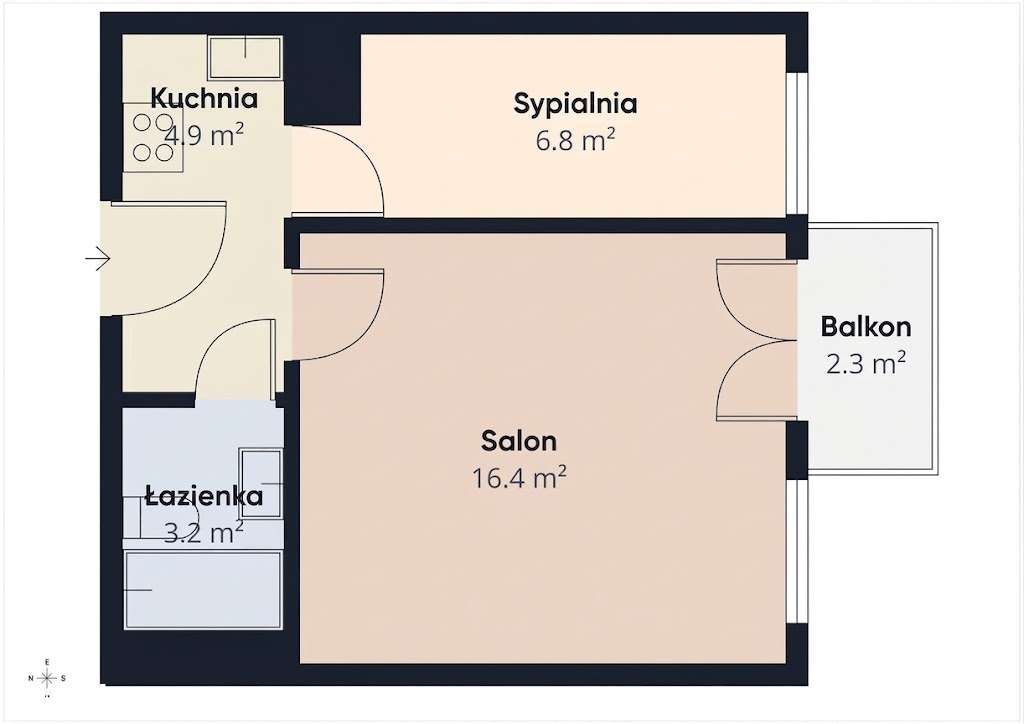 Mieszkanie 2-pokojowe z balkonem, Kraków
