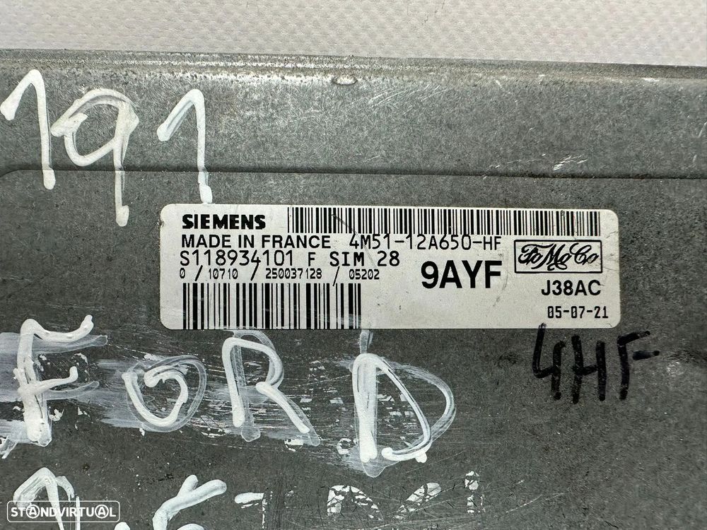 .Centralina Motor Continental Ford 1.6 4M5112A650HF S118934101F 2001 - 2011 - 8