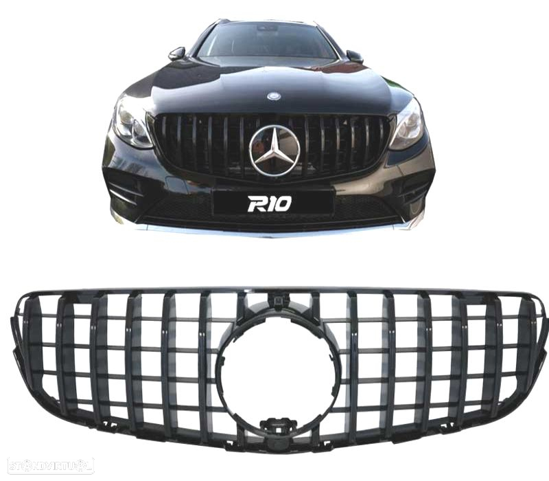 GRELHA FRONTAL MERCEDES CLASE GLC W253 15-18 LOOK AMG GTR CAMARA PRETO BRILHANTE - 2