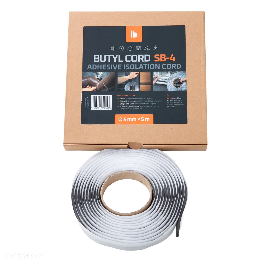 Sznur butylowy uszczelniający Bitmat do lamp szary 4mm 5m - 2