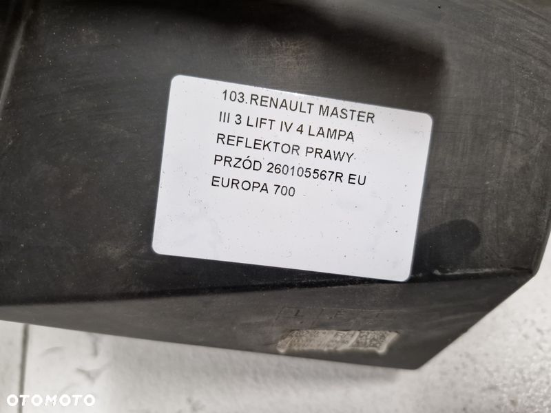 RENAULT MASTER III LIFT IV LAMPA PRAWY PRZÓD PRAWA PRZEDNIA REFLEKTOR 260105567R - 7