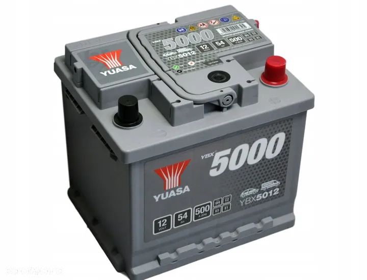 Akumulator Yuasa YBX5012 54Ah 500A P+ 12V - 1