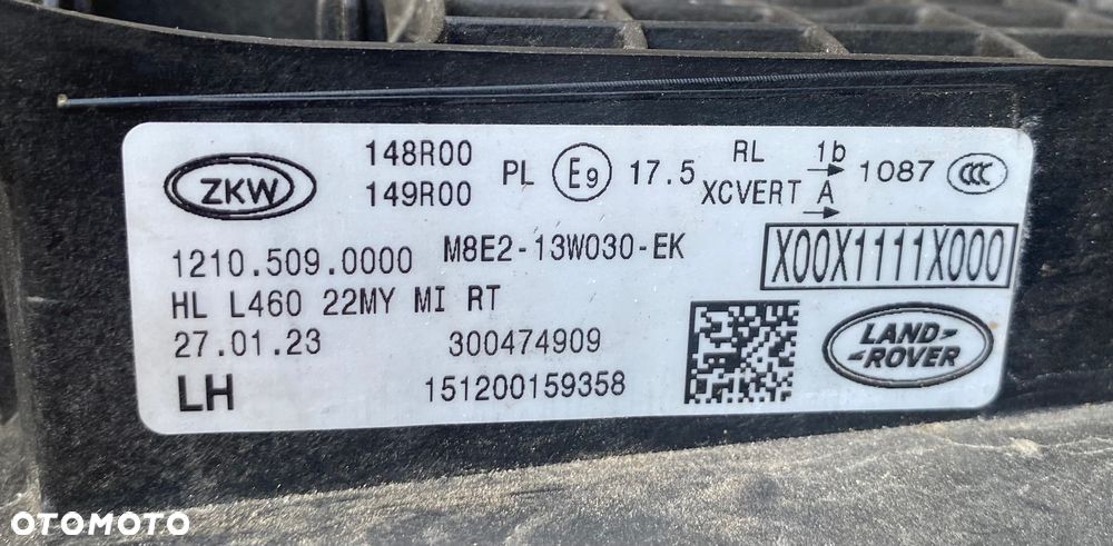 Land Rover RANGE ROVER VOGUE L460 LAMPA PRZEDNIA LEWA REFLEKTOR LEWY PRZEDNI PRZÓD FULL LED full ledowy 11+3 piny fulled M8E2-13W030-EK   M8E213W030EK  M8E2 13W030 EK  1210.509.0000  300474909  151200159358 12105090000  L 460 - 15