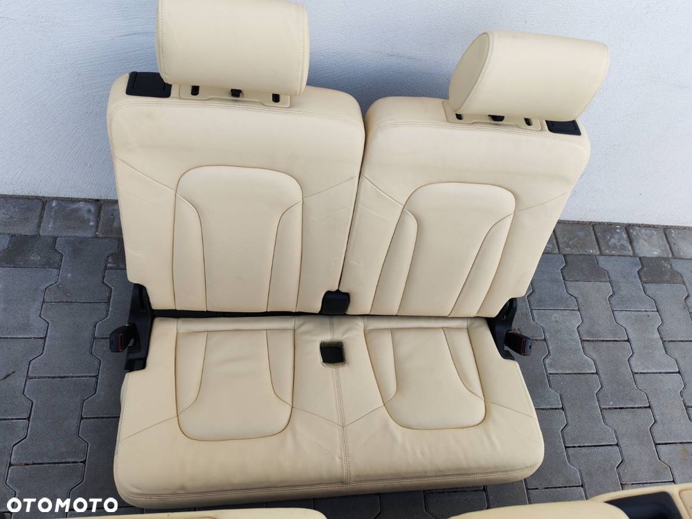 AUDI Q7 4L 05-15R FOTELE PRZOD KANAPA TYL DRUGI I TRZECI RZAD S-LINE JASNA BEZOWA SKORA 7 OSOB KOMPLET - 12
