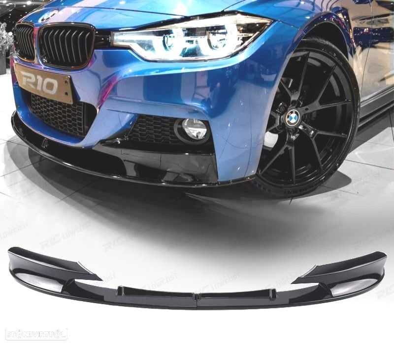 SPOILER LIP FRONTAL BMW F30 F31 11-18 LOOK M PERFORMANCE PRETO BRILHANTE ABS - 1