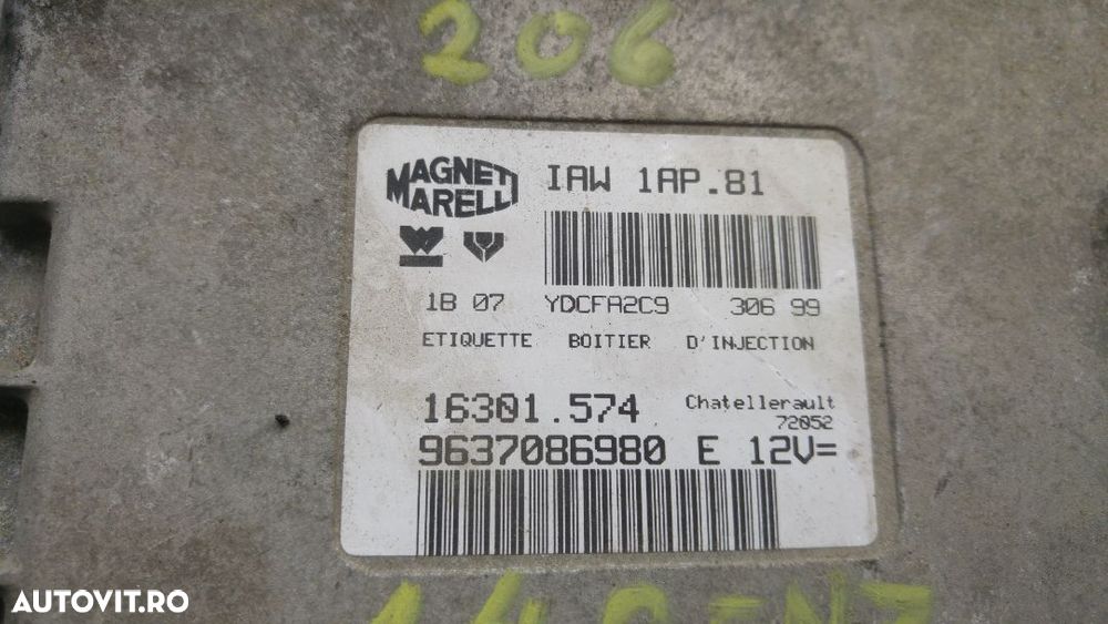 calculator motor ecu 1.4 b kfx peugeot 206 9637086980e 16301574 - 2