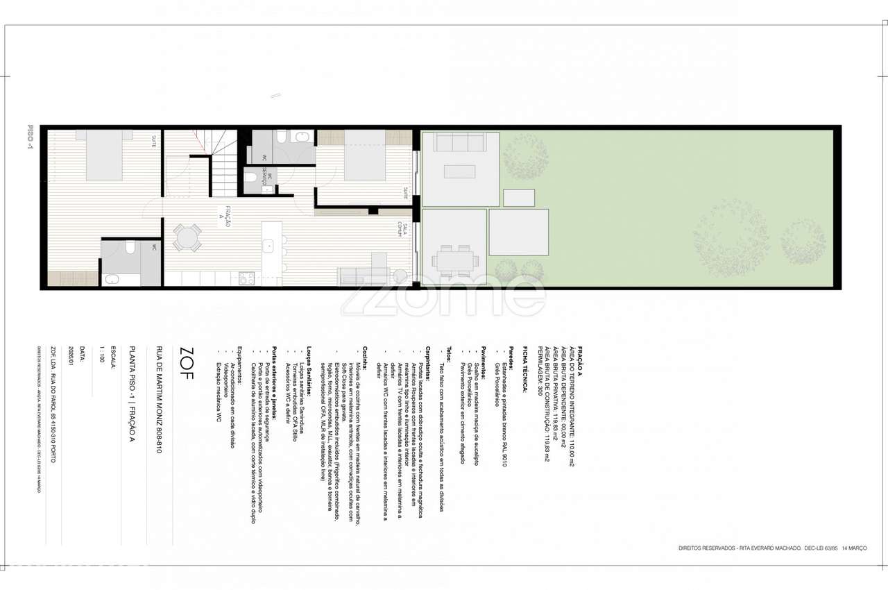 Apartamento T1+1 novo, com jardim, em Aldoar. - Grande imagem: 4/20