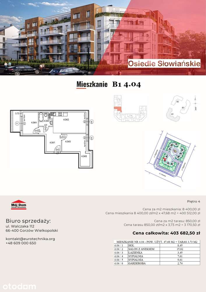 Nowoczesne mieszkanie - 47 m2, B1 4.04