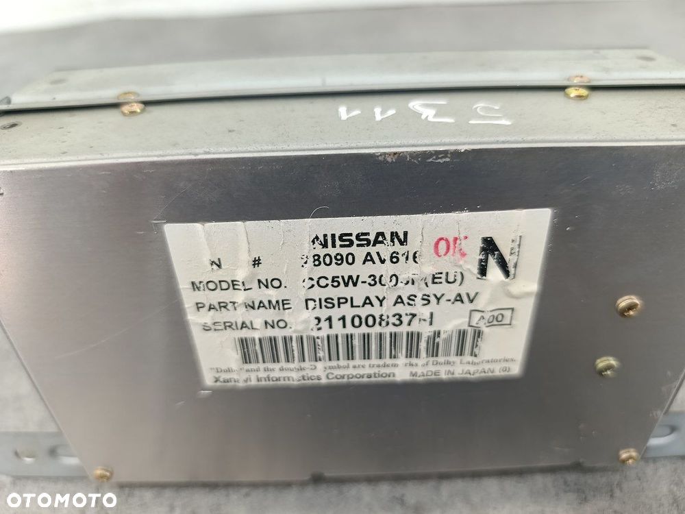 WYŚWIETLACZ RADIA NISSAN PRIMERA III P12 28090AV616  21100837H - 1