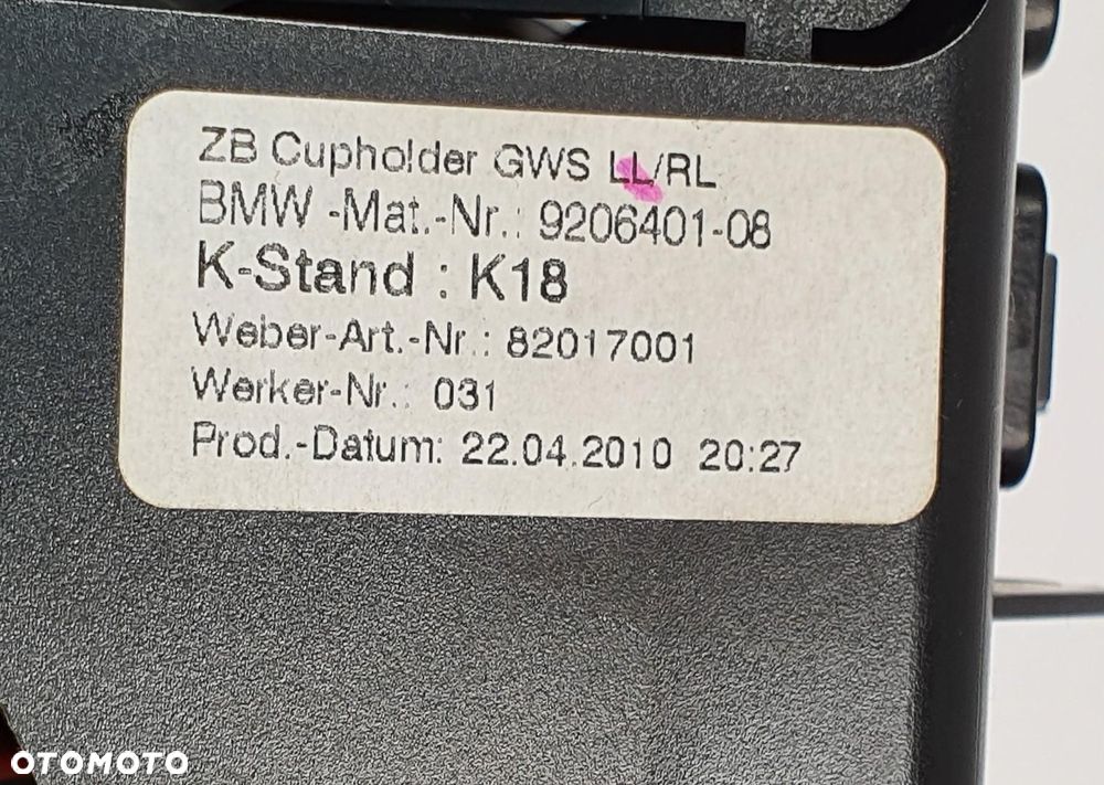 SCHOWEK NA KUBKI CUPHOLDER BMW 5 F10 F11 9206401 - 8