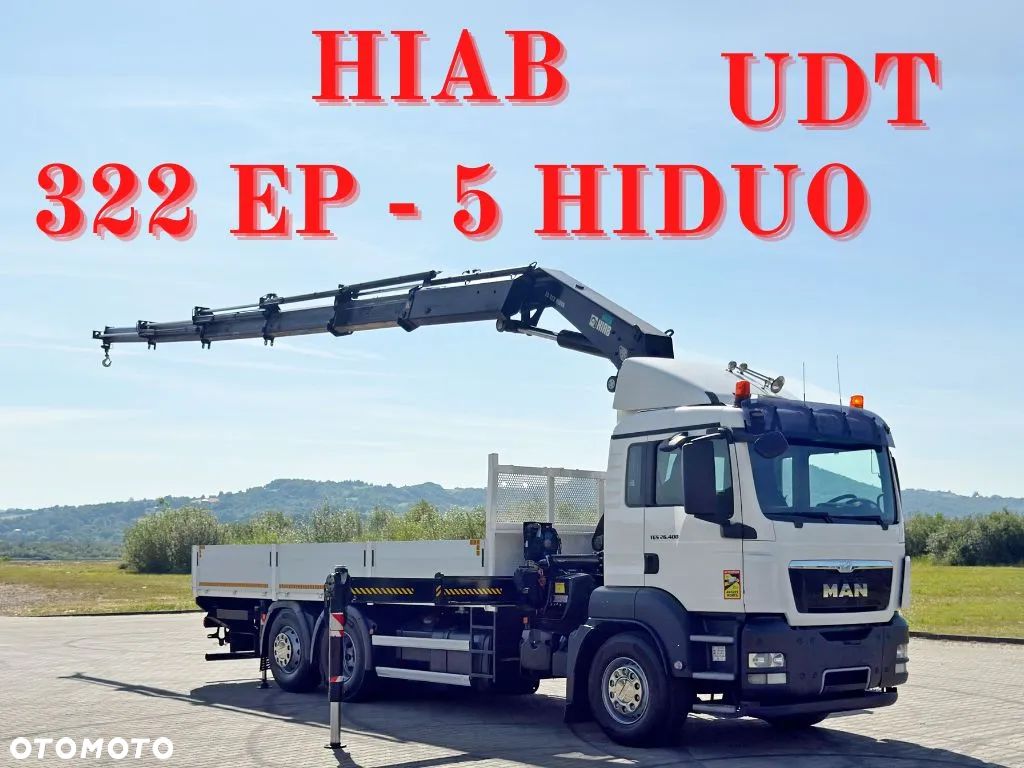 MAN TGS 26.400 * SKRZYNIA 6,55 m * HIAB 322 EP - 5 HIDUO + PILOT / STAN BDB - 1