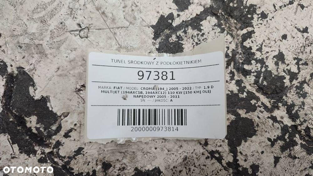 TUNEL ŚRODKOWY PODŁOKIETNIK FIAT CROMA 2008 EU - 8