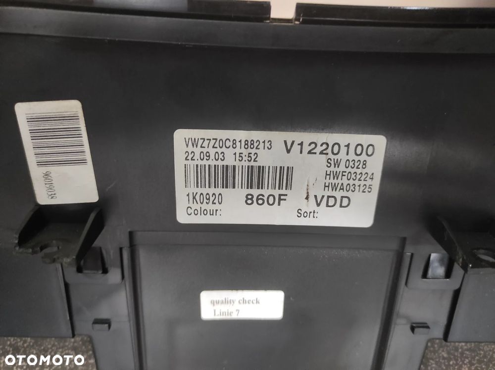 LICZNIK ZEGARY VW GOLF 5 2.0 TDI 1K0920860F PÓŁ FIS WYSYŁKA !!! - 3