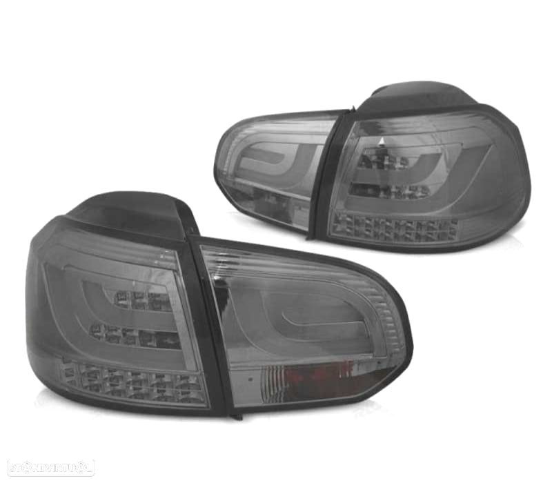 FARÓIS VOLKSWAGEN VW GOLF 6 08-12 BARRA DE LUZ LED FUNDO CROMADO FUMADO - 1
