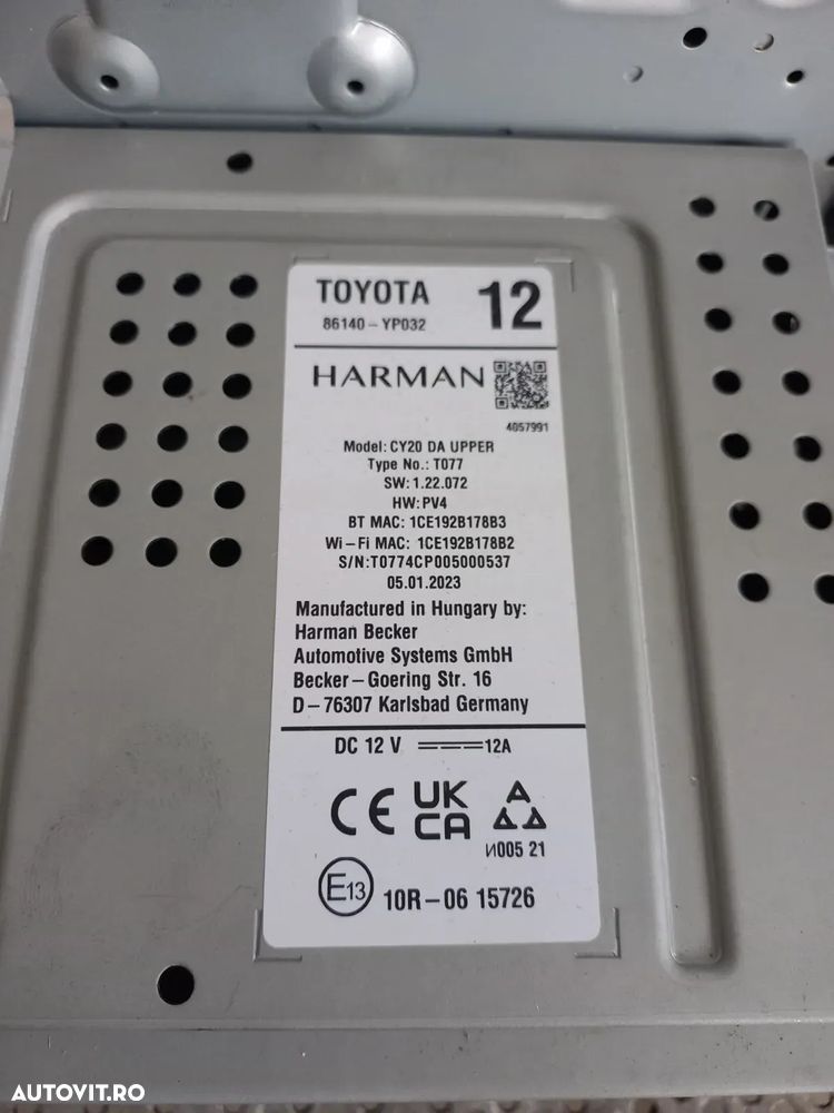 Navigatie Unitate Display Multimedia Radio Cd Harman Kardon Toyota Yaris Cross Yaris 4 An 2020-2021 - 9