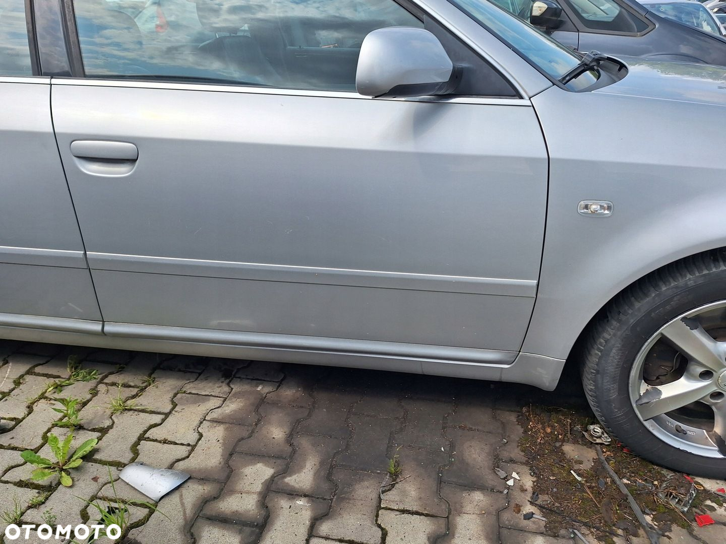 AUDI A6 C5 4B2 4B5 LIFT 01-05 SREBRNE PŁAT POSZYCIE DRZWI PRZÓD PRAWE LY7W - 3