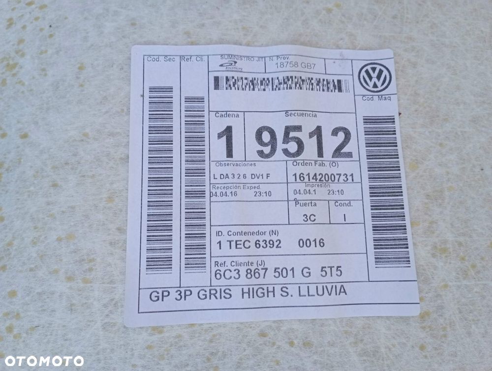 VW POLO 6C 3D PODSUFITKA 6C3867501G - 5